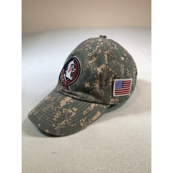 Florida State Seminoles FSU Hat Cap Strapback Camo Camouflage TOW USA Flag - Picture 4 of 7